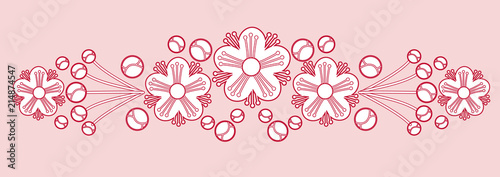 Stylized myrtle garland, EPS 8 vector ornament isolated on light pink background.