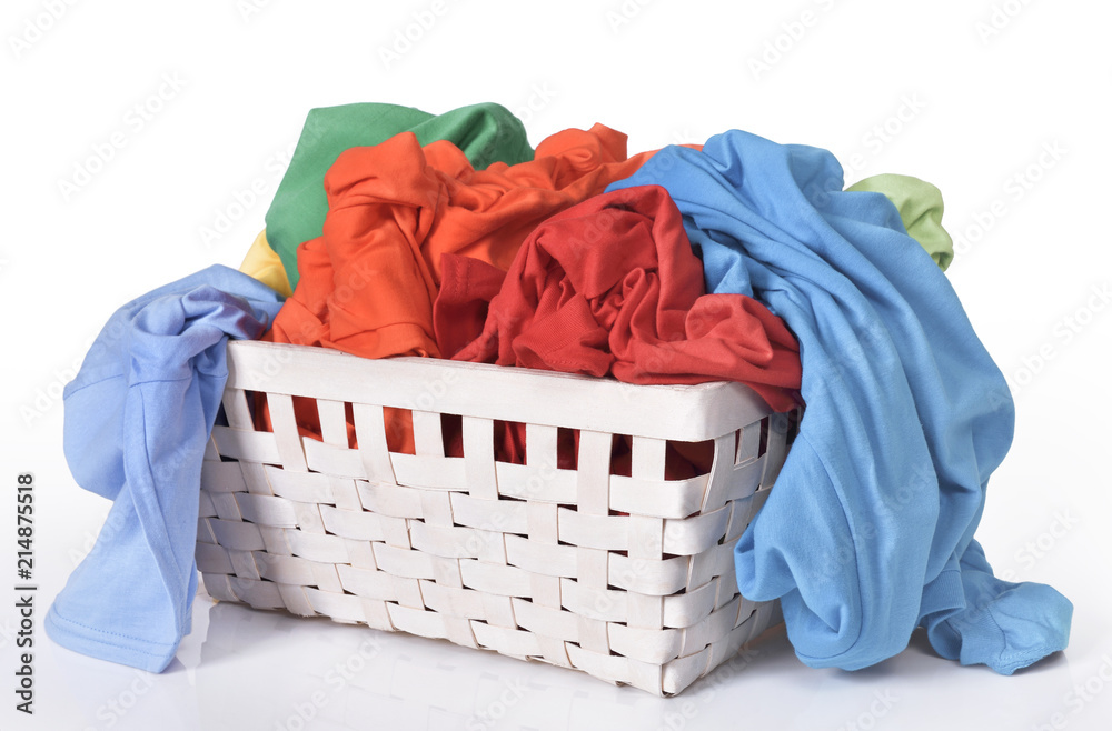Colorful dirty clothes in laundry basket Stock Photo Adobe Stock