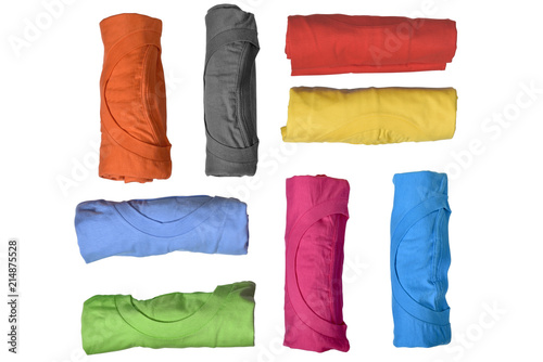 Set of colorful rolled clothes