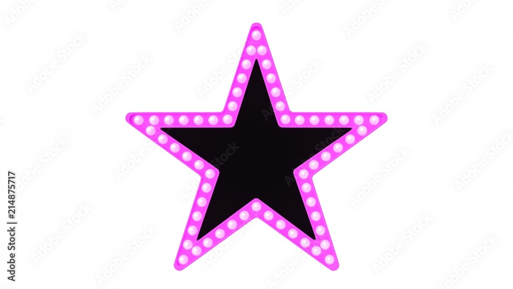 Pink star marquee light board sign retro on white background. 3d rendering Pink star marquee light board sign retro on white background. 3d rendering