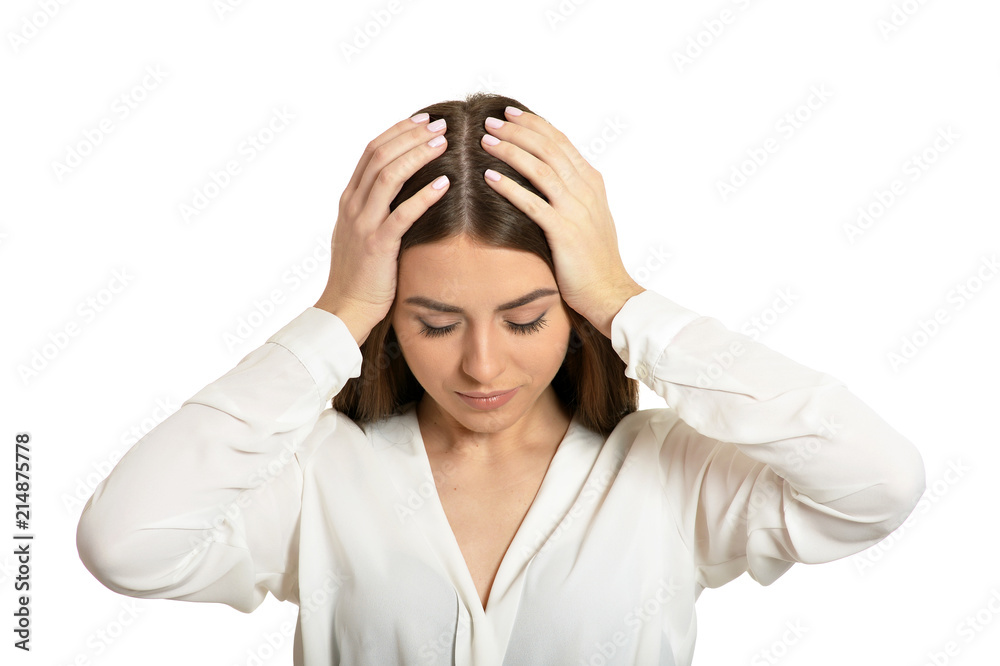 Beautiful woman with headache Beautiful woman with headache