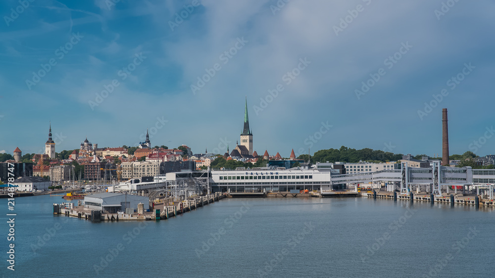 Tallinn in Estonia, panorama of the town and the harbor, view from the sea
Tallinn in Estonia, panorama of the town and the harbor, view from the sea