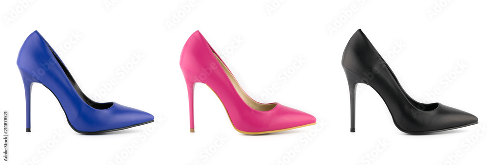Stiletto woman heel shoes set front back cross side Stiletto woman heel shoes set front back cross side