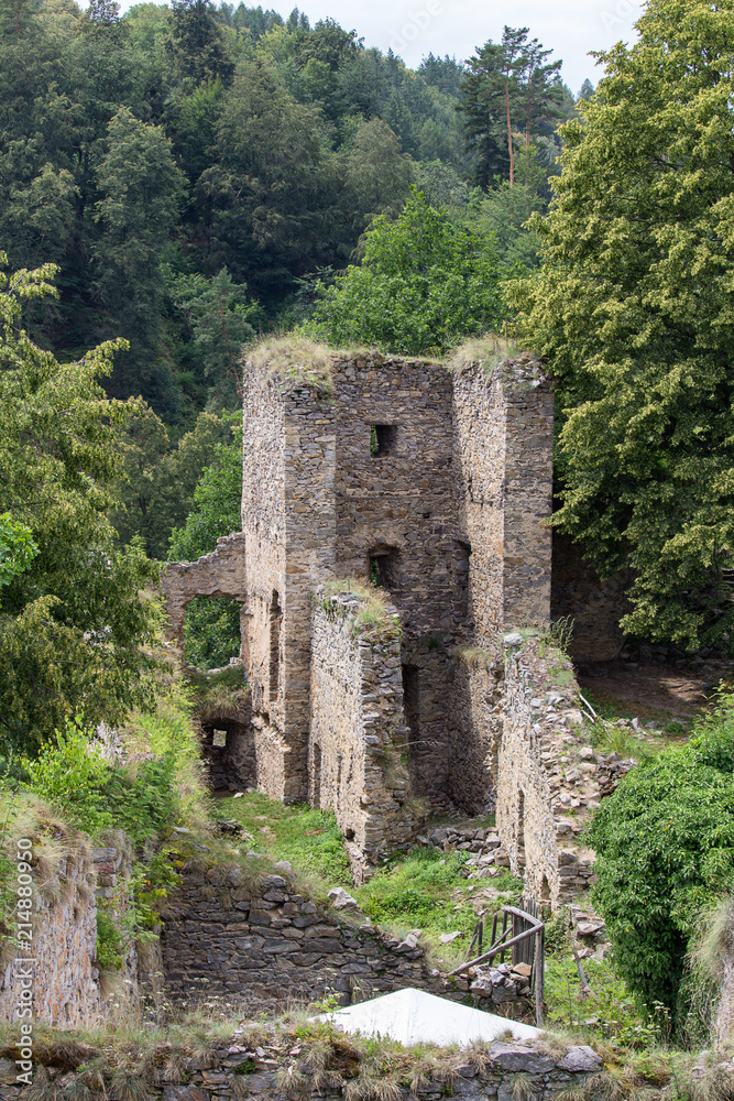Old ruin castle Divci kamen near village Brloh, main tower