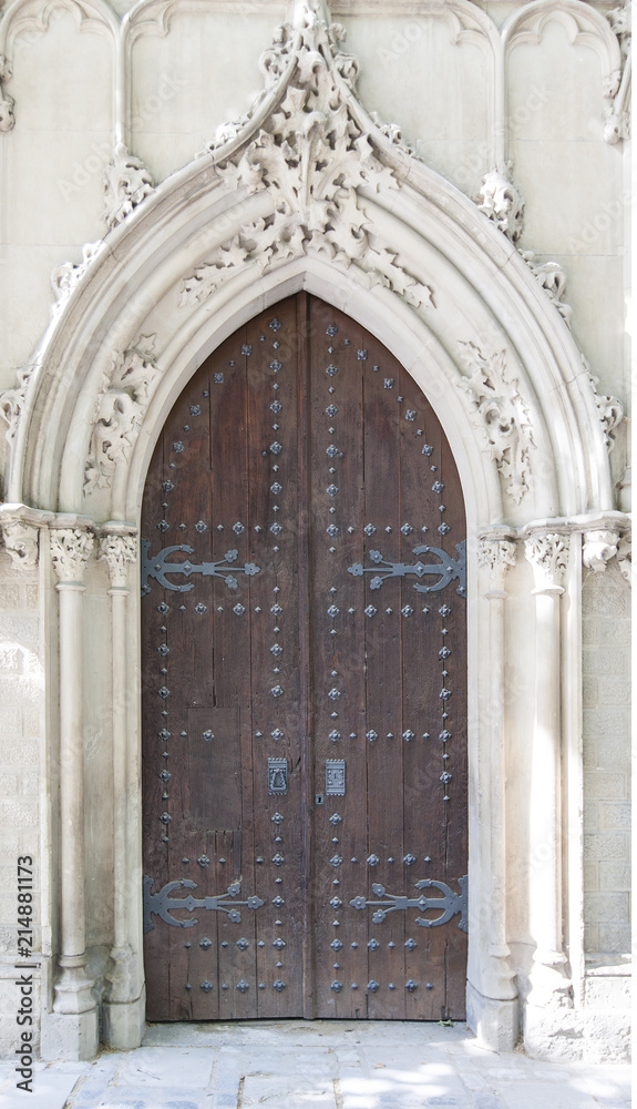 Antique wooden doors to the church