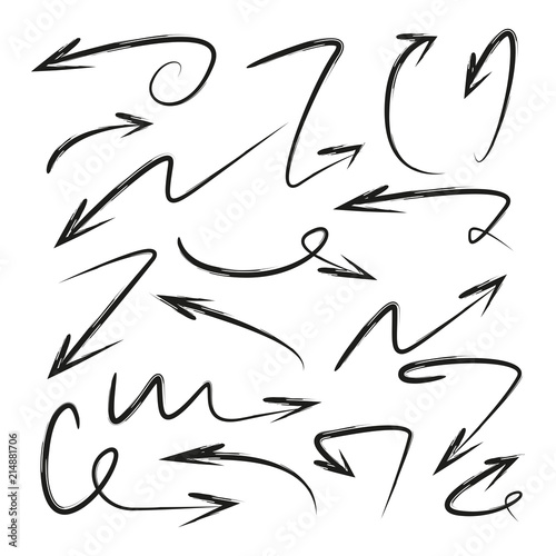 hand drawn and curved arrows set