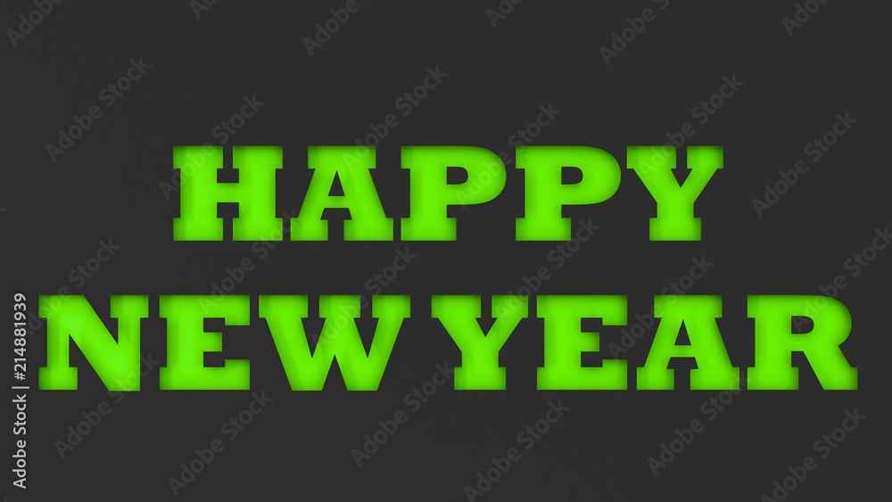 Green Happy New Year words cut in black paper Green Happy New Year words cut in black paper
