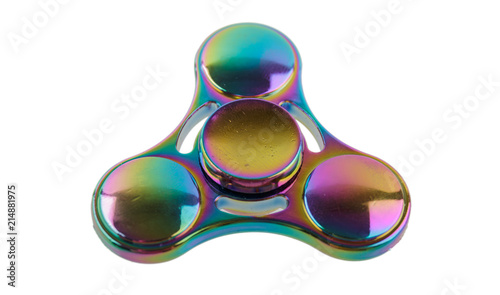 chrome fidget spinner with three petals on white background