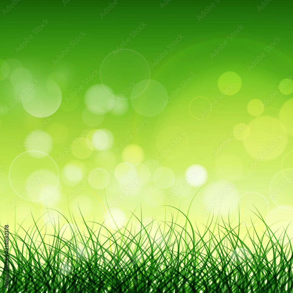 Illustration of abstract meadow green grass with green spring concept background