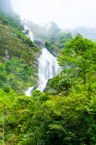 thac bac (silver waterfall) in rainy day at sapa,vietnam