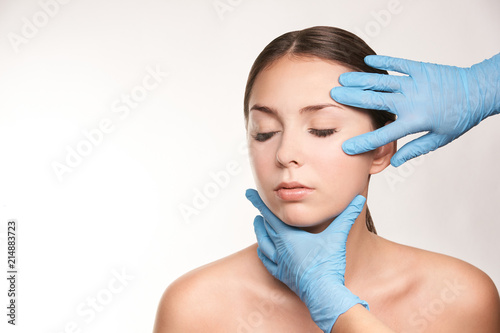Spa woman treatment. Doctor dermatology clinic. Cosmetology, beauty skin photo