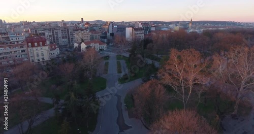 Town of Belgrade filmed early in the morning.