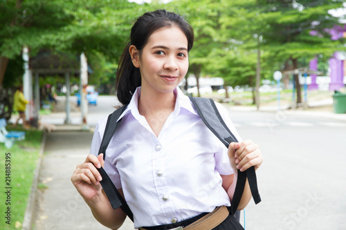Asian student in uniform in school