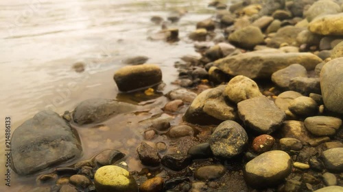 Sunset lake side relaxing water waves photo