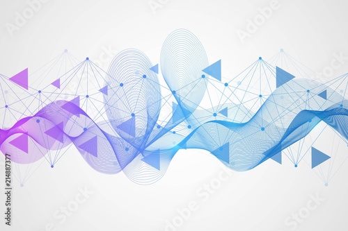 Modern futuristic background of the scientific hexagonal pattern. Virtual abstract background with particle, molecule structure for medical, technology, chemistry, science. Social network vector.