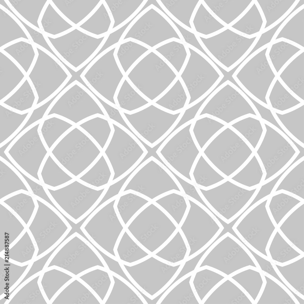 Fototapeta premium Gray and white geometric ornament. Seamless pattern