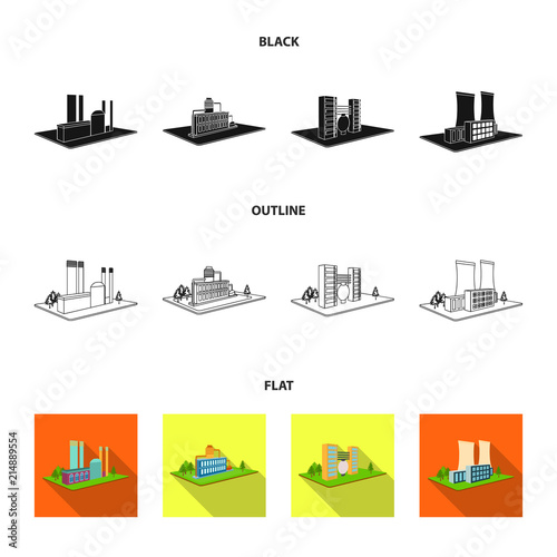 Processing factory,metallurgical plant. Factory and industry set collection icons in black,flat,outline style isometric vector symbol stock illustration web.
