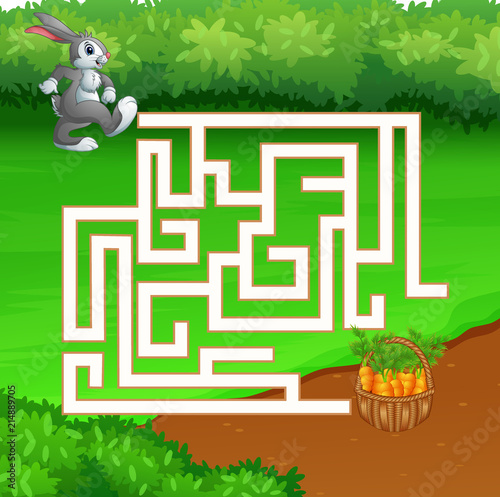 Maze Game of Rabbit find the path to carrot