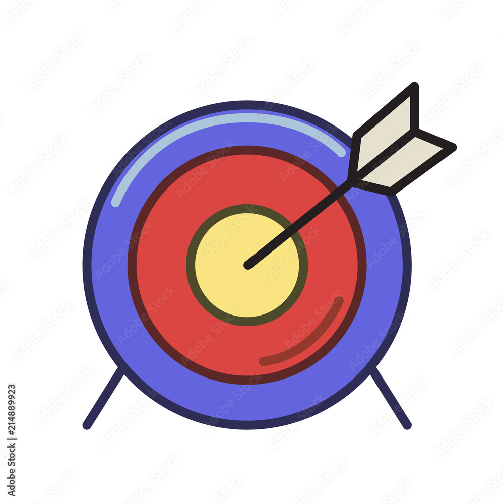 Arrow target icon. Line colored flat vector illustration. Isolated on white background. Stock