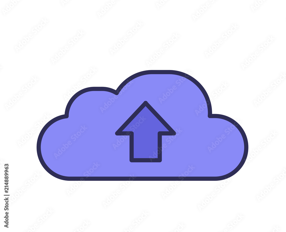 Cloud icon. Cloud sync icon. Line colored flat vector illustration. Isolated on white background. Cloud icon. Cloud sync icon. Line colored flat vector illustration. Isolated on white background.