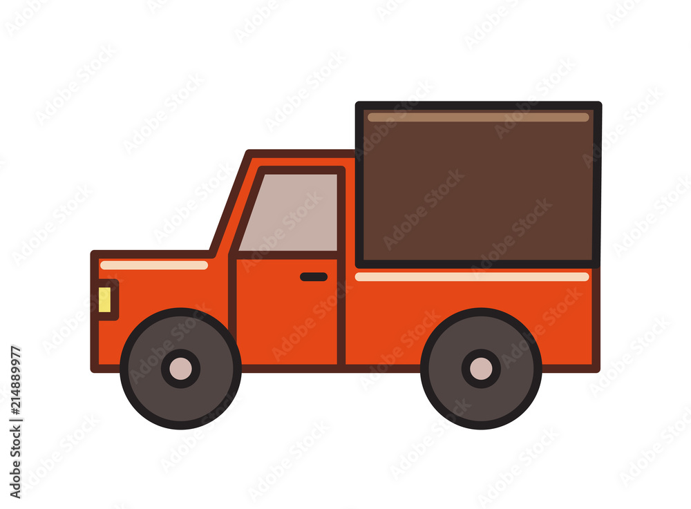 Truck icon, car. Line colored flat vector illustration. Isolated on white background.
