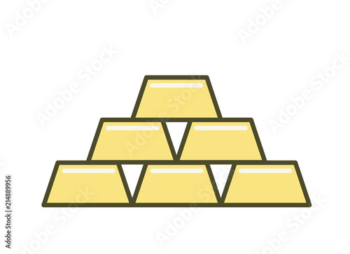 Gold bars icon. Line colored flat vector illustration. Isolated on white background.