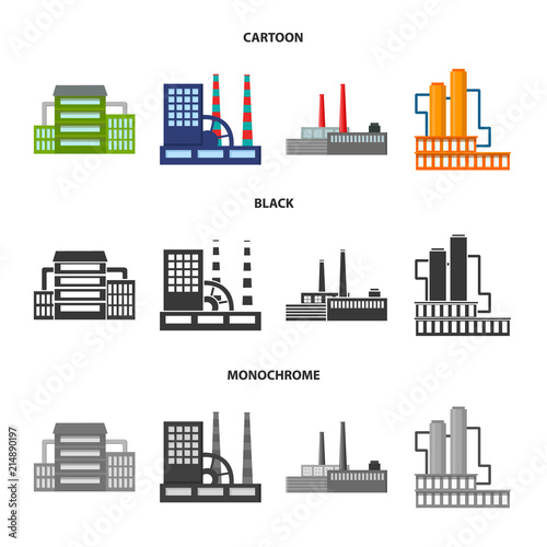 Industry, production.Factory set collection icons in cartoon,black,monochrome style vector symbol stock illustration web.