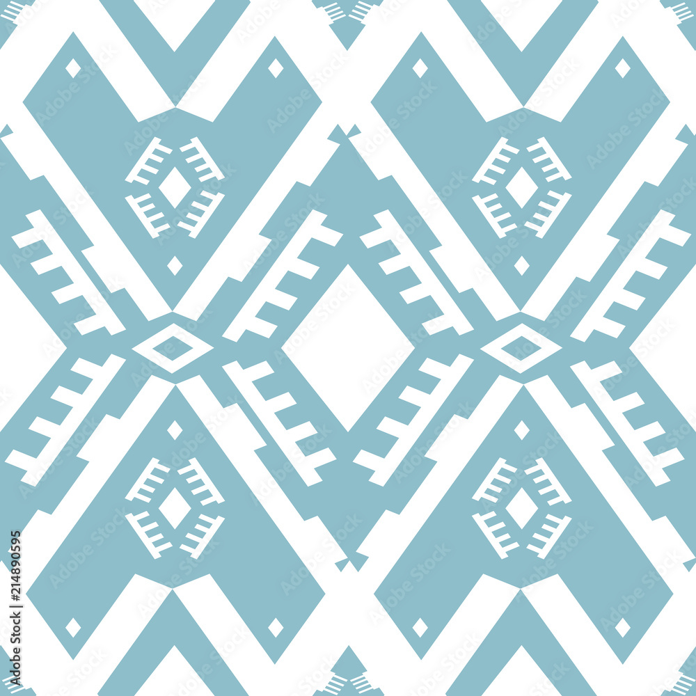 Ikat ornament. Tribal pattern in Aztec style. Hand Drawn folklore seamless pattern