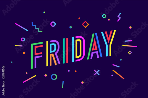 Friday. Banner, speech bubble, poster and sticker concept, geometric style with text Friday. Icon message friday cloud talk for banner, poster, web. White background. Vector Illustration photo