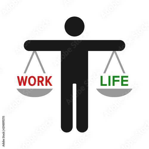 Person hold a scale for work life balance flat color vector icon for job apps and websites