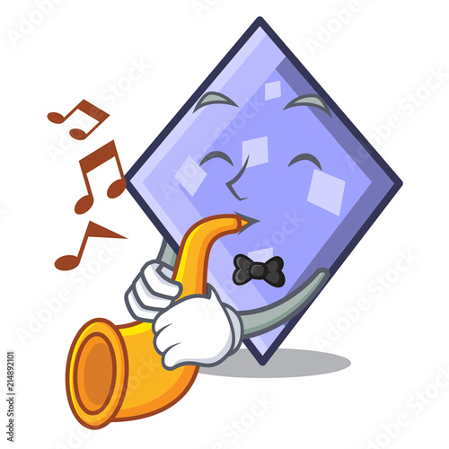 With trumpet rhombus mascot cartoon style photo