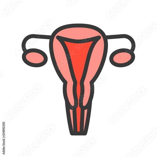 uterus and ovary, reproductive system icon, filled outline