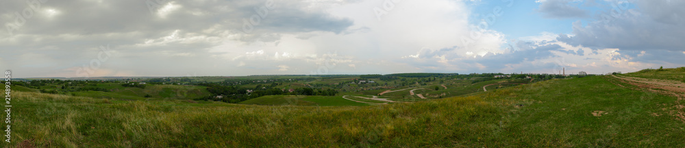 panorama of hilly countryside