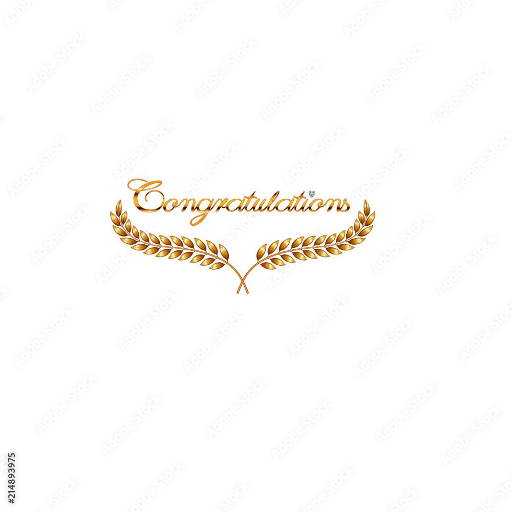 Schriftzug Congratulations mit goldenem Lorbeerkranz Schriftzug Congratulations mit goldenem Lorbeerkranz