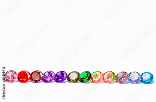 colorful diamonds in white background with copy rainbow diamonds space photo