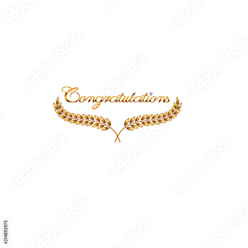 Schriftzug Congratulations mit goldenem Lorbeerkranz