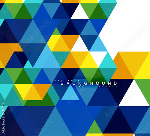 Multicolored triangles abstract background, mosaic tiles concept