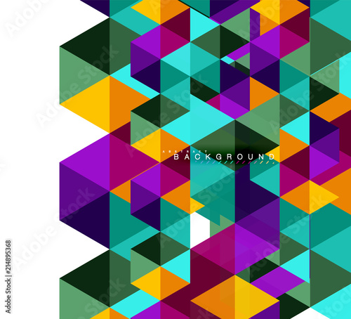 Multicolored triangles abstract background, mosaic tiles concept