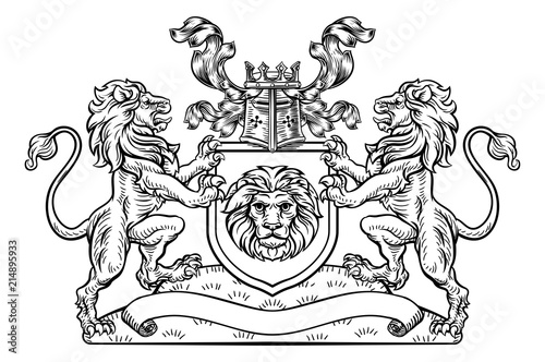 Shield Crest Lion Heraldic Coat of Arms Emblem