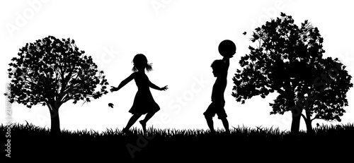 Kids Playing in the Park Silhouette