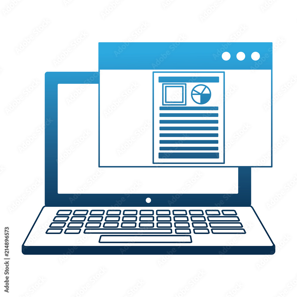 laptop computer with web page template and document laptop computer with web page template and document