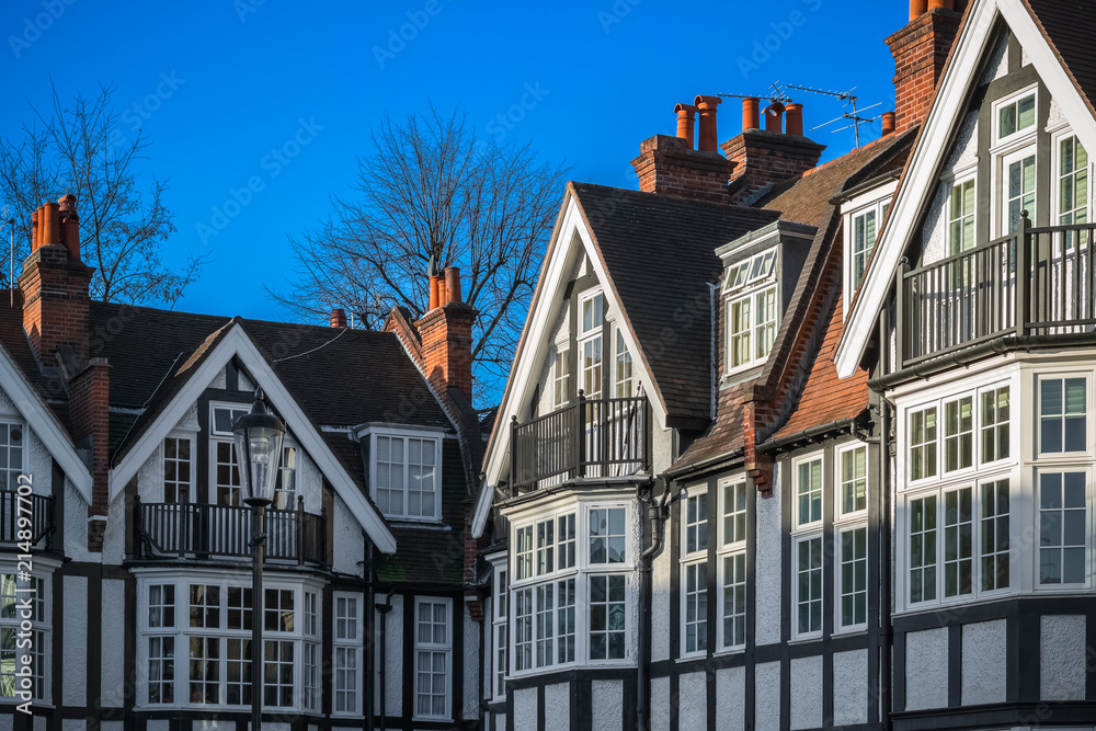 Tudor Revival style (Mock Tudor) houses at around Chelsea in London