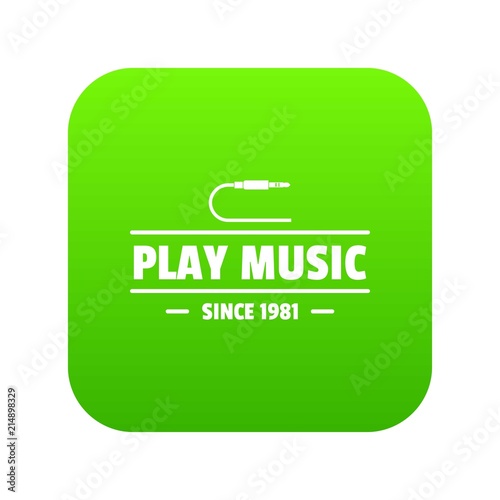 Play music icon green vector isolated on white background