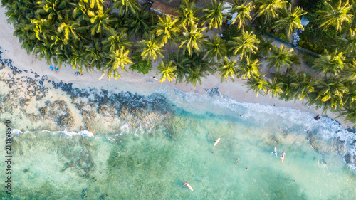 Canvas Print Surfers top aerial view in Siargao Island Philippines