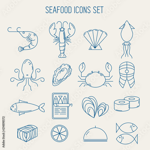 Set of sea food icons