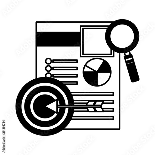 curriculum vitae with magnifying glass and target