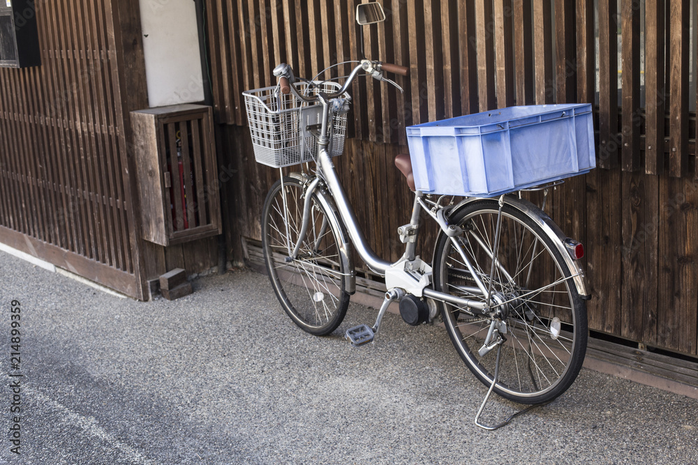 Bicycle in front of old Japan house Bicycle in front of old Japan house