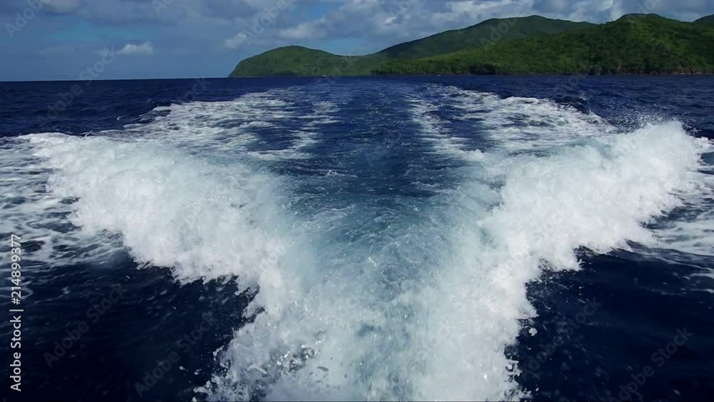 Trace of Speedboat on Caribbean Sea Trace of Speedboat on Caribbean Sea