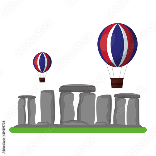 stonehenge monument of great britain with balloon flying