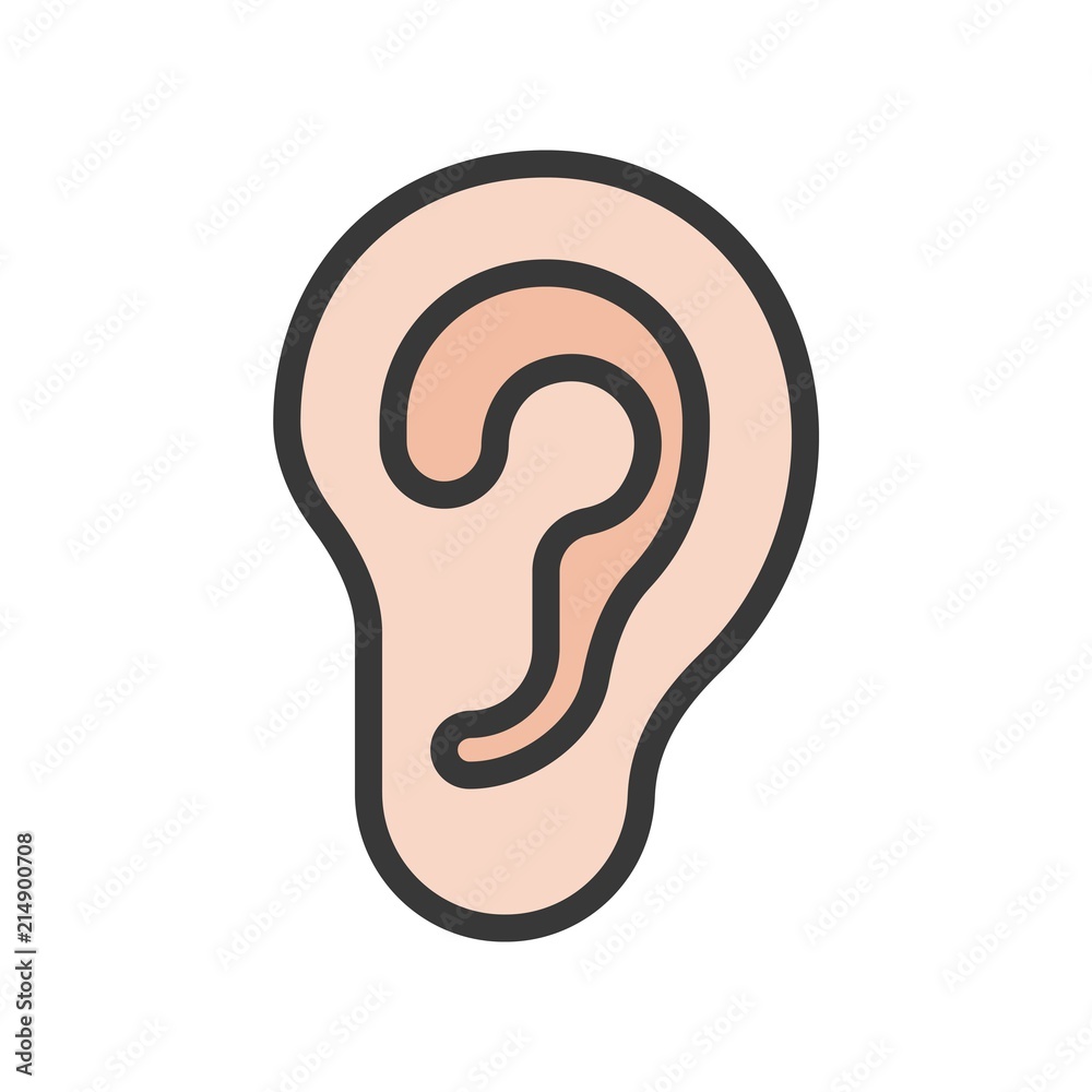 ear simple filled outline icon, organ set ear simple filled outline icon, organ set